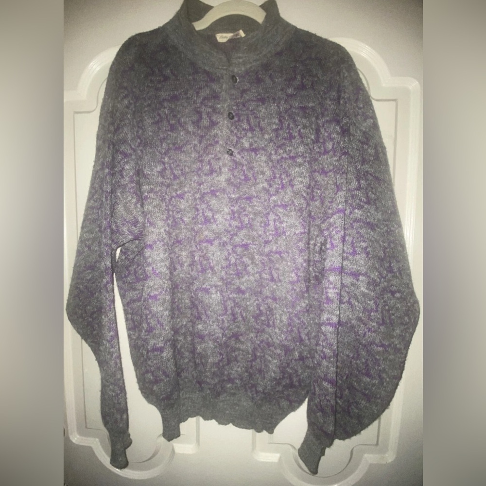 Stylish Gray and Purple Crewneck Sweater